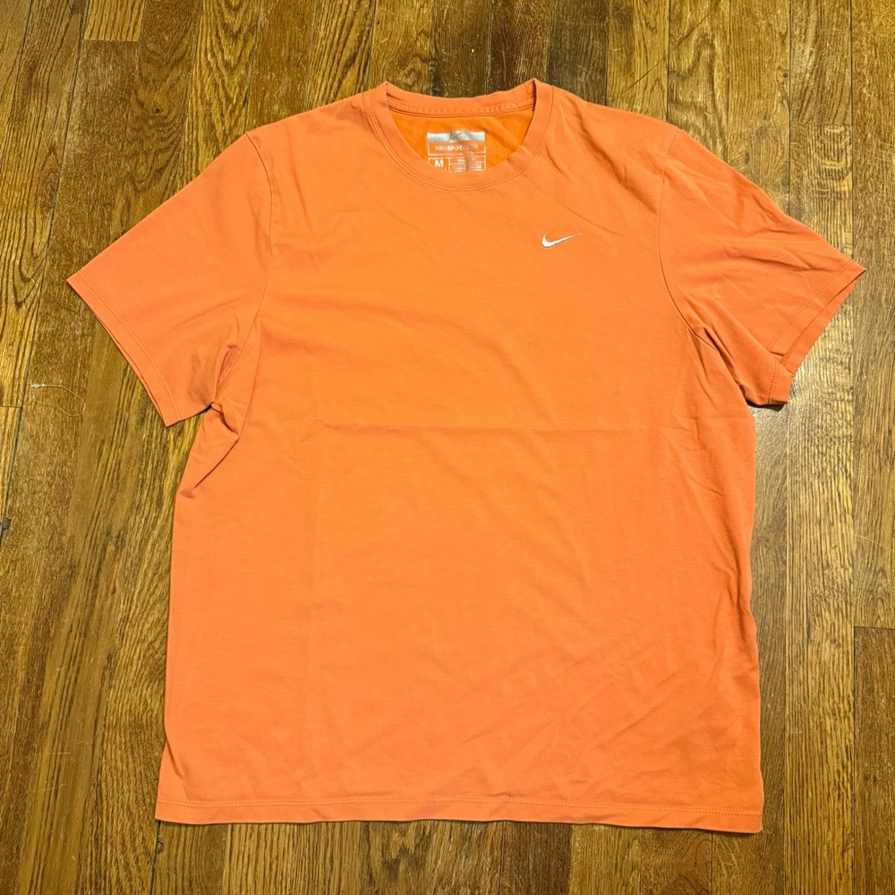 Nike Men’s Orange Short-Sleeve Crew Tee with White Swoosh